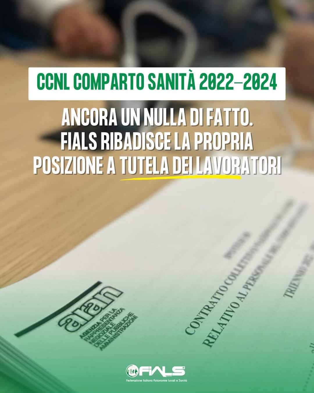 Rinnovo CCNL Sanità 2022-2024, ancora un nulla di fatto: la FIALS pronta alla firma, ma il tavolo all’ARAN si arena